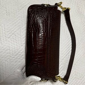 Lauren Ralph Lauren Croc-Embossed Leather Shoulder Bag, Brown